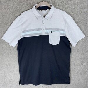 Travis  Matthew Men's Sz L Performance Golf Polo Colorblock  Gray Black Blue